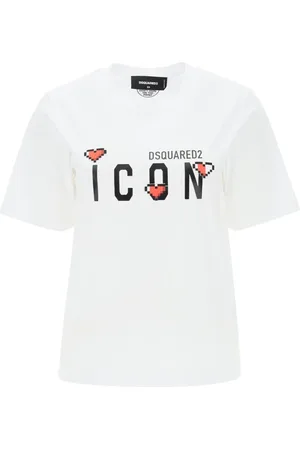 Dsquared2 Tops, Dames, Wit, M, Katoen, T-Shirt Sweatshirt
