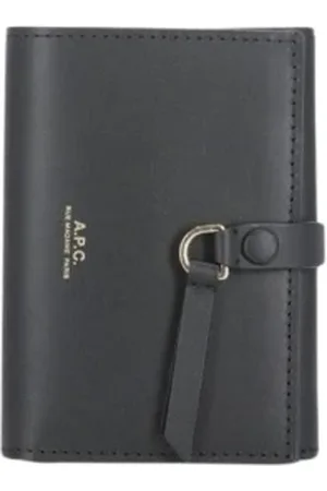 A.P.C. Accessoires, Dames, Zwart, ONE Size, Leer, Zwarte Leren Trifold Portemonnee met Ring