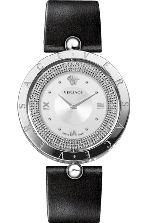VERSACE Accessoires, Dames, Grijs, ONE Size, EON Zwarte Dameshorloge