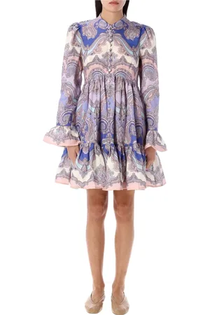 ZIMMERMANN Kleedjes, Dames, Veelkleurig, XS, Linnen, Maxine Mini Jurk