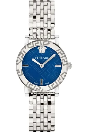 VERSACE Accessoires, Dames, Grijs, ONE Size, Dameshorloge Greca Glas