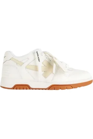 OFF-WHITE Schoenen, Heren, Wit, 39 EU, Leer, Witte leren sneakers met oranje zool