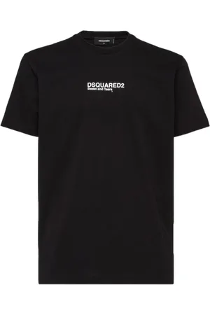 Dsquared2 Tops, Heren, Zwart, L, Katoen, Katoenen T-shirt met Uniek Ontwerp