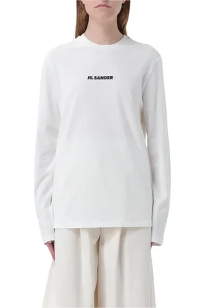 Jil Sander Tops, Dames, Wit, XS, Katoen, Witte Logo Tee voor Vrouwen