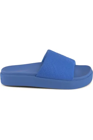 Tommy Hilfiger Schoenen, Dames, Blauw, 42 EU, Polyester, Blauwe Slide voor Casual Dragen