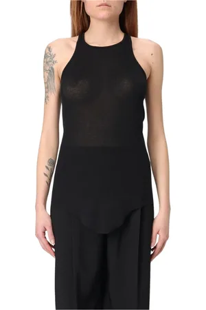 Rick Owens Tops, Dames, Zwart, S, Doorschijnende Tanktop Moderne Luxe Minimalistisch