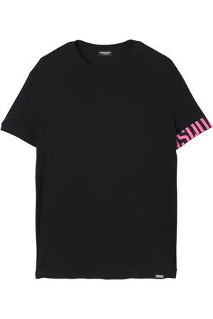 Dsquared2 Tops, Heren, Zwart, M, Katoen, Zwart Crew Neck Tee Stijlvol Comfort