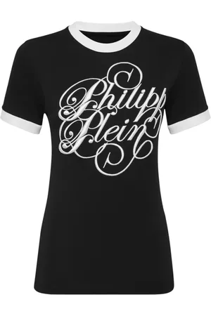 Philipp Plein Tops, Dames, Zwart, M, Katoen, Casual katoenen T-shirt in zwart
