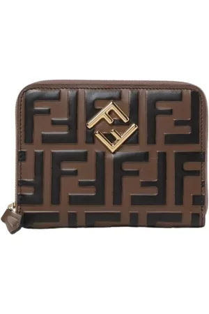 Fendi Accessoires, Dames, Bruin, ONE Size, Luxe Zip Around Portemonnee in Bruin