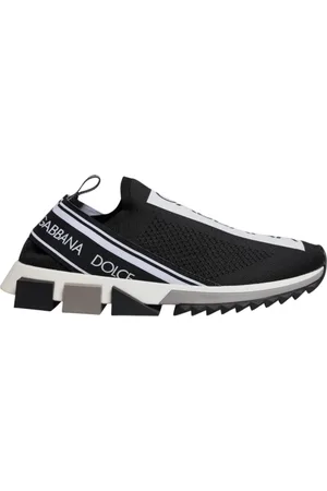 Dolce & Gabbana Schoenen, Heren, Zwart, 40 EU, Polyester, Logo Print Slip-On Sock Sneakers
