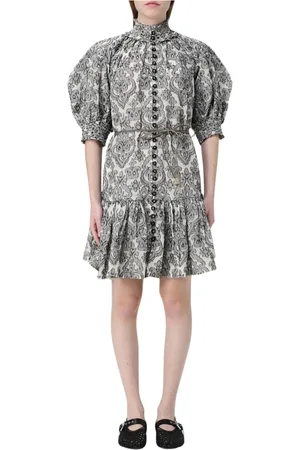 ZIMMERMANN Kleedjes, Dames, Zwart, L, Katoen, Elegante Damast Jurk
