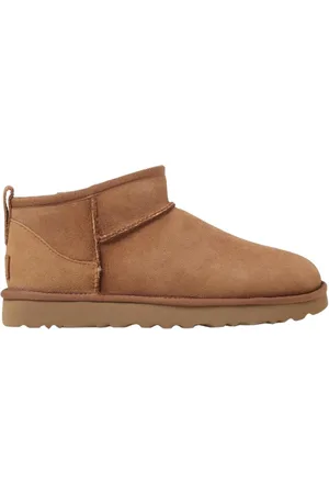 UGG Schoenen, Dames, Bruin, 36 EU, Suède, Beige Platte Enkellaarzen voor Vrouwen