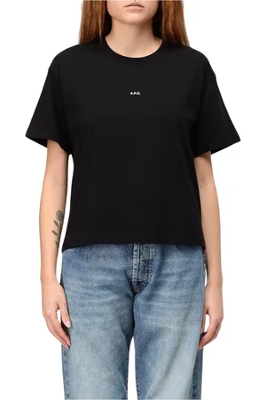 A.P.C. Tops, Dames, Zwart, M, Katoen, Grijze Crew Neck T-Shirt