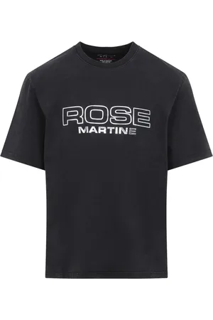 MARTINE ROSE Tops, Heren, Zwart, M, Katoen, Zwarte T-shirt & Polo Collectie