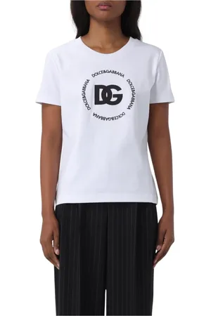 Dolce & Gabbana Tops, Dames, Wit, XS, Katoen, Logo T-shirt Vrouw Wit
