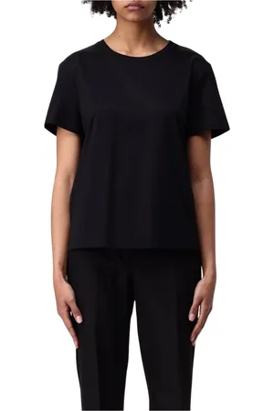 Max Mara Tops, Dames, Zwart, M, Katoen, Zwarte korte mouw katoenen T-shirt