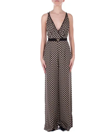 Elisabetta Franchi Jumpsuits & Playsuits, Dames, Zwart, S, Polyester, Front Logo Jumpsuit met Rits