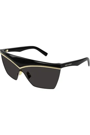 Saint Laurent Accessoires, unisex, Zwart, ONE Size, Gedurfde Metalen Bar Zonnebril SL 614
