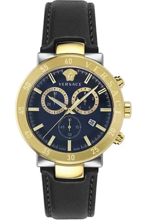 VERSACE Accessoires, Heren, Veelkleurig, ONE Size, Chronograph Urban Mystique Leren Horloge