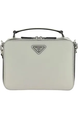 Prada Tassen, Heren, Wit, ONE Size, Leer, Elegante Leren Schoudertas met Verstelbare Band