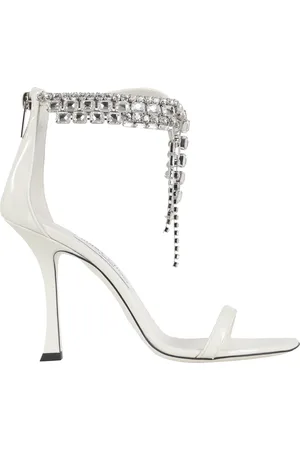 Jimmy Choo Schoenen, Dames, Wit, 37 1/2 EU, Leer, Verity Sandaal in Latte Leer