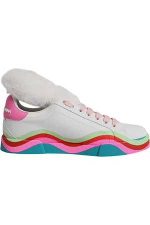 Dolce & Gabbana Schoenen, Dames, Veelkleurig, 35 1/2 EU, Leer, Leren Pluche Sneakers