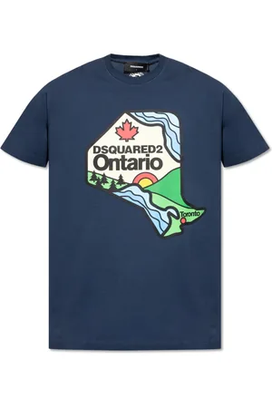 Dsquared2 Tops, Heren, Blauw, 2Xl, Katoen, T-shirt met print