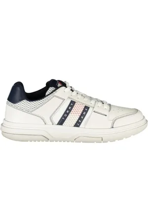 Tommy Hilfiger Schoenen, Heren, Wit, 43 EU, Polyester, Blauwe Polyester Casual Sneakers