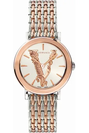 VERSACE Accessoires, Dames, Veelkleurig, ONE Size, V Barocca Roestvrijstalen Horloge