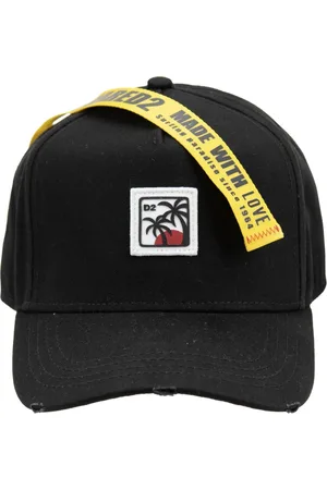 Dsquared2 Accessoires, unisex, Zwart, ONE Size, Katoen, Stitched Logo Baseball Cap Fibbia