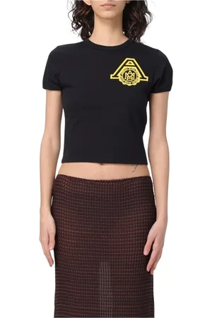 AMBUSH Tops, Dames, Zwart, L, Katoen, Zwart Logo Print T-Shirt