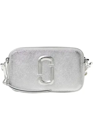 Marc Jacobs Tassen, Dames, Grijs, ONE Size, Leer, Zilver Metallic Crossbody Tas