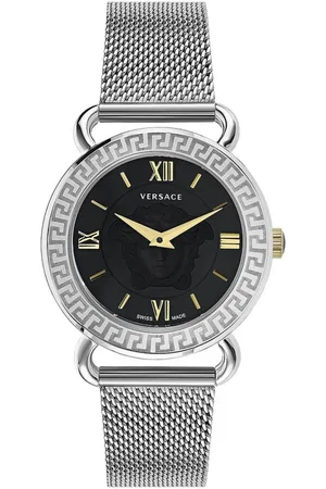 VERSACE Accessoires, Dames, Grijs, ONE Size, Medusa Dameshorloge Roestvrijstalen Armband
