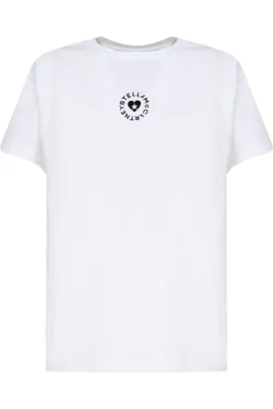 Stella McCartney Tops, Dames, Wit, 2Xs, Katoen, Lovestruck Logo T-shirt