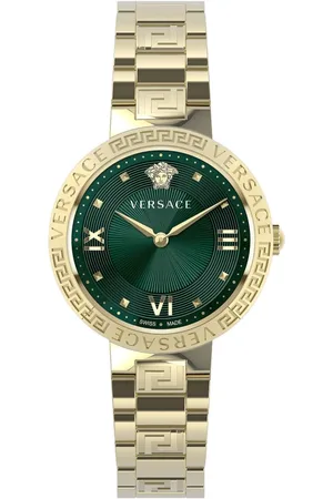 VERSACE Accessoires, Heren, Geel, ONE Size, Herenhorloge Greca Lady 36 mm goud groen Ve 2K006 21