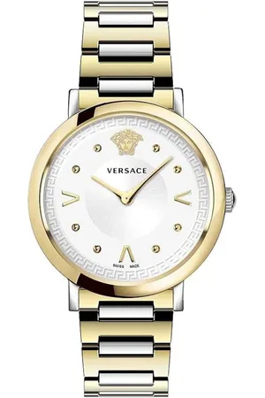 VERSACE Accessoires, Dames, Veelkleurig, ONE Size, Chic Pop Dameshorloge Zilver Goud