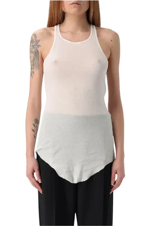 Rick Owens Tops, Dames, Wit, M, Modern Sheer Tank Top