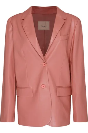 Twin-Set Jassen, Dames, Roze, 2Xl, Polyester, Roze Leren Effect Blazer