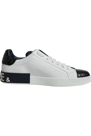 Dolce & Gabbana Schoenen, Heren, Wit, 40 EU, Leer, Logo Portofino Sneaker Schoenen Zwart Wit