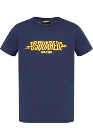 Dsquared2 Tops, Heren, Blauw, XL, Katoen, T-shirt met Logo