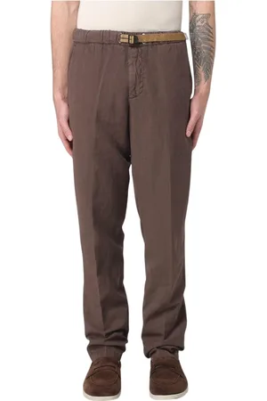 White Sand Broeken, Heren, Bruin, M, Linnen, Linnen Casual Broek