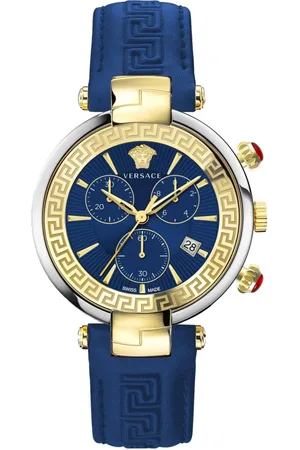 VERSACE Accessoires, Dames, Veelkleurig, ONE Size, Revive Chrono Restyling Leren Band Horloge