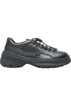 Burberry Schoenen, Heren, Zwart, 43 EU, Leer, Italiaanse leren sneakers met toggle-sluiting