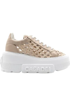Casadei Schoenen, Dames, , 40 EU, Woven Straw Effect Sneakers