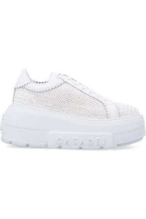 Casadei Schoenen, Dames, Wit, 40 EU, Gevlochten Platform Sneakers Hanoi Wit