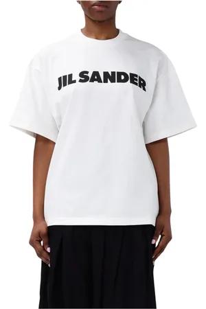 Jil Sander Tops, Dames, Wit, XS, Katoen, Geel Room Tee Relaxte Pasvorm