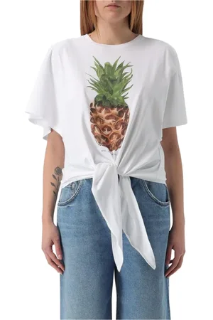 Stella McCartney Tops, Dames, Wit, XS, Katoen, Witte Ananas Grafische Tee
