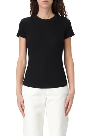 Isabel Marant Tops, Dames, Zwart, M, Katoen, Zwarte Geribbelde Crew Neck Top