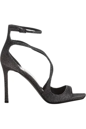 Jimmy Choo Schoenen, Dames, Grijs, 37 1/2 EU, Leer, Sandalen met hoge hak