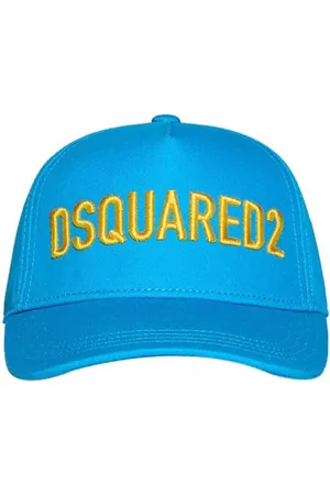 Dsquared2 Accessoires, unisex, Blauw, M, Katoen, Turquoise Visor Hat met Logo Borduursel